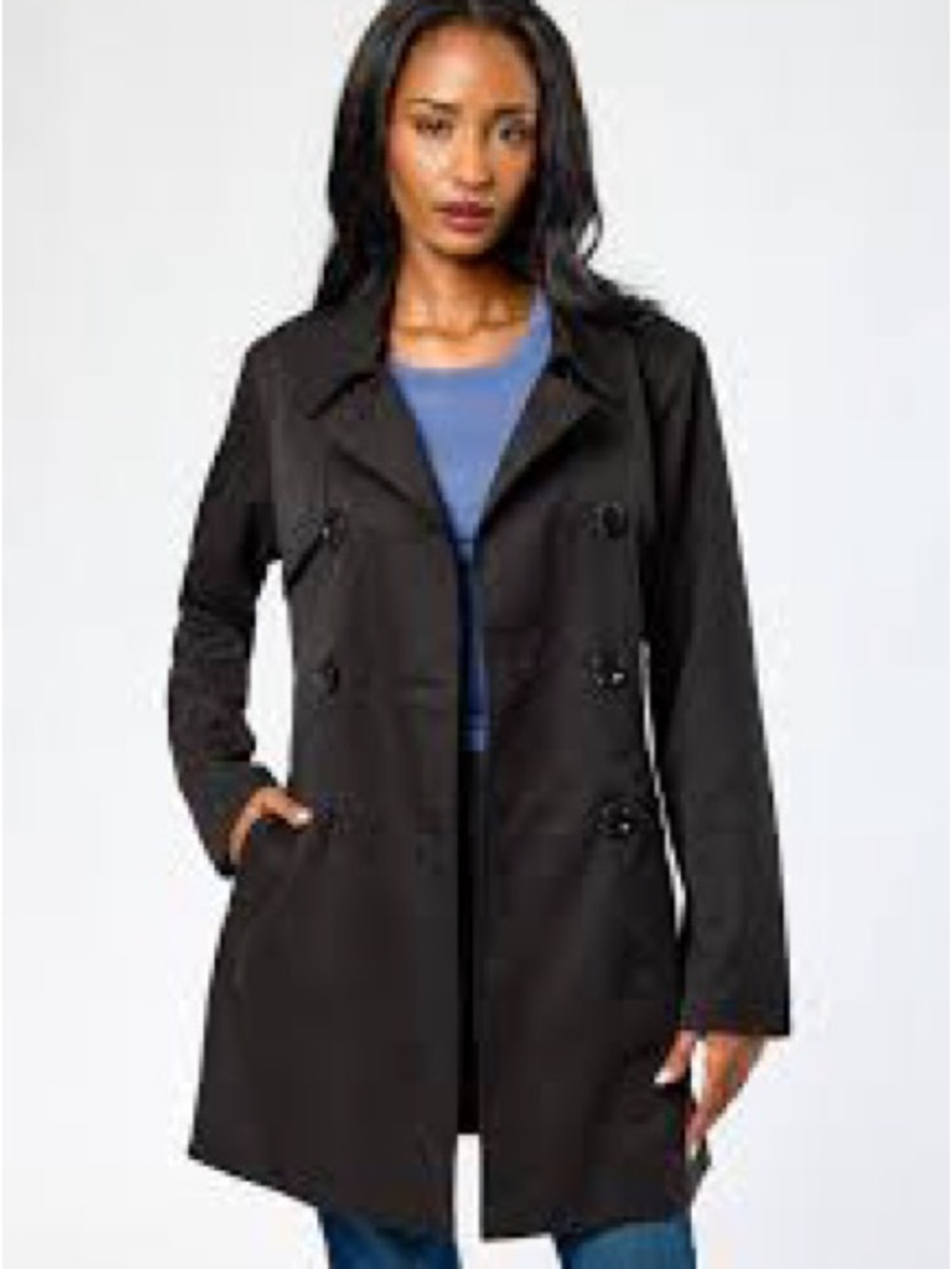 GAP Black Double-Breasted Trench Coat